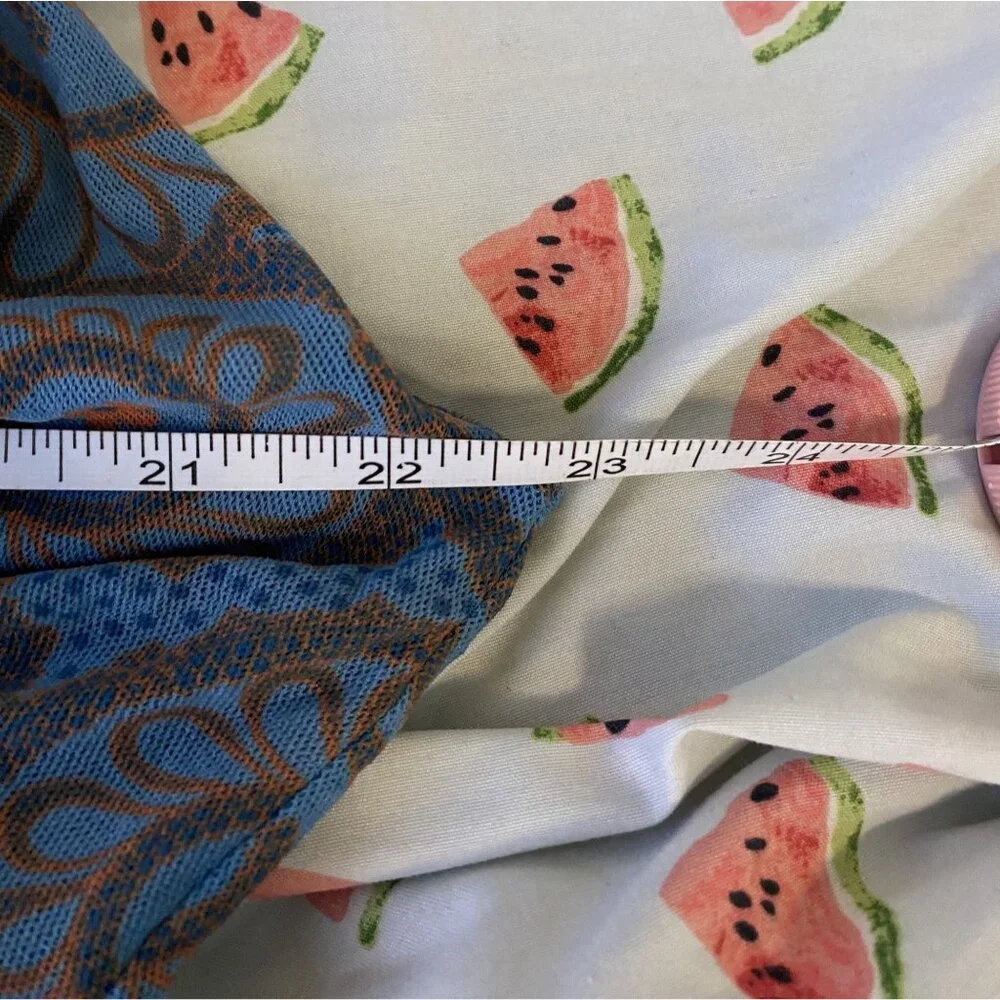⭐ 3/$15 Vintage Y2K Sweet Pea Small Blue Orange Floral Mesh Tank Mini Dress - Picture 9 of 10